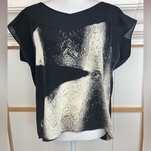 Calvin Klein VTG Expressionist black & white blouse NWOT great silhouette NWOT